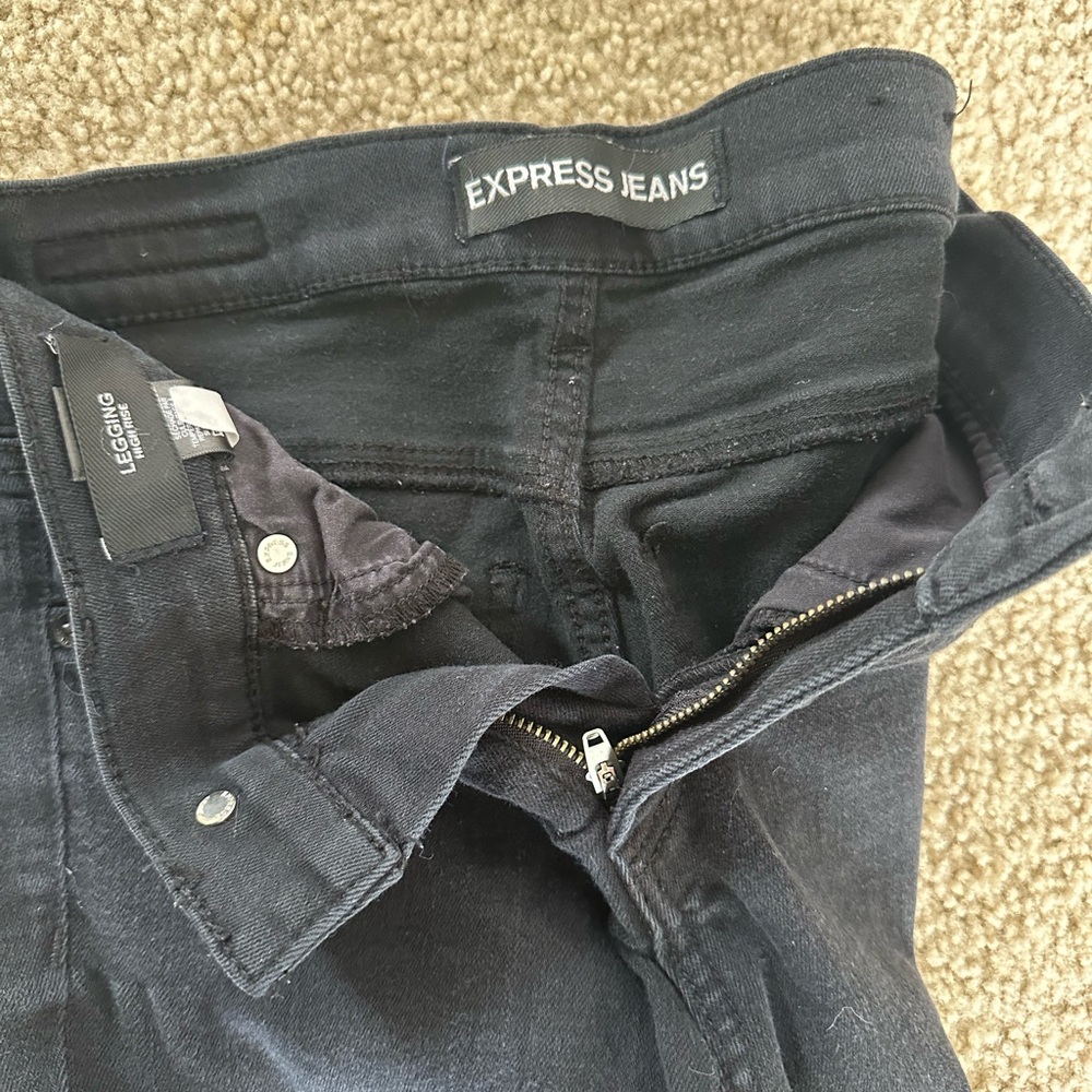 High rise ripped express jeans black